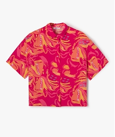 GEMO Chemise fille fluide et large à manches courtes Orange