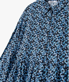 robe fille a motifs fleuris et col chemise bleuG164901_2