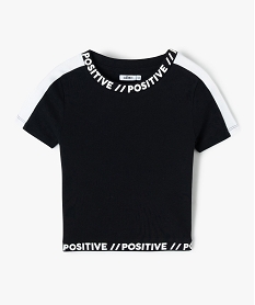 GEMO Tee-shirt fille look sport à bandes imprimées Noir