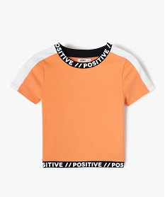tee-shirt fille look sport a bandes imprimees orangeG166901_2