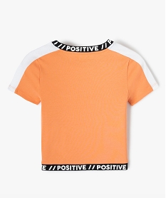 tee-shirt fille look sport a bandes imprimees orangeG166901_4