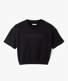 GEMO Tee-shirt fille court avec bas élastiqué noir standard