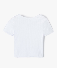 tee-shirt fille a cotes a finition roulottee blancG167401_4
