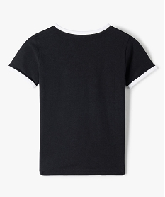 tee-shirt fille imprime avec col contrastant blanc noirG167801_3