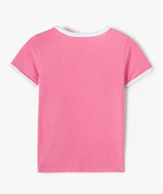 tee-shirt fille imprime avec col contrastant blanc roseG167901_3