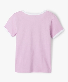 tee-shirt fille imprime avec col contrastant blanc violetG168101_3
