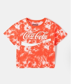 tee-shirt fille crop top a manches courtes tie and dye - coca cola imprimeG168401_1
