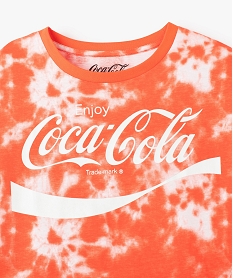 tee-shirt fille crop top a manches courtes tie and dye - coca cola imprime tee-shirtsG168401_2