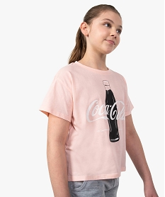 GEMO Tee-shirt fille crop top à manches courtes imprimé - Coca Cola Orange
