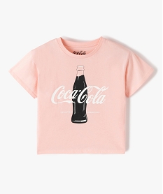 tee-shirt fille crop top a manches courtes imprime - coca cola orangeG168501_2