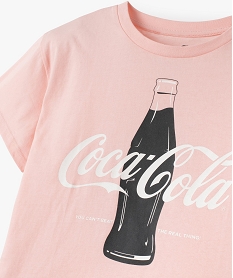 tee-shirt fille crop top a manches courtes imprime - coca cola orangeG168501_3