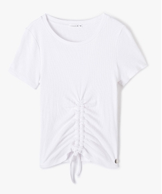 GEMO Tee-shirt fille à manches courtes en maille côtelée - LuluCastagnette Blanc