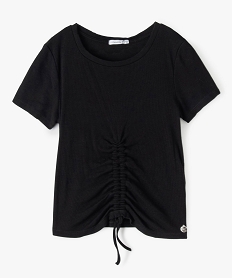GEMO Tee-shirt fille à manches courtes en maille côtelée - LuluCastagnette Noir