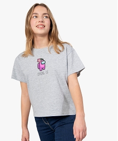 GEMO Tee-shirt fille oversize imprimé – Among Us Gris