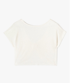 GEMO Tee-shirt fille crop top à dos ouvert jaune chine