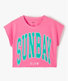 GEMO Tee-shirt fille crop top oversize rose standard
