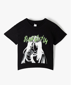 GEMO Tee-shirt fille court à manches courtes imprimé - Billie Eilish noir standard
