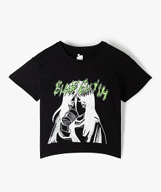 GEMO Tee-shirt fille court à manches courtes imprimé - Billie Eilish Noir