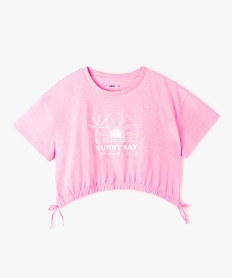 GEMO Tee-shirt fille coupe courte et ample au look vintage Rose