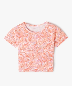 GEMO Tee-shirt fille court imprimé multicolore Orange