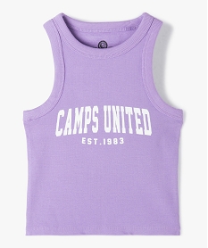 GEMO Débardeur fille court en maille côtelée - Camps United violet standard