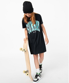 GEMO Robe fille forme tee-shirt avec imprimé patiné Noir