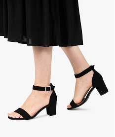 GEMO Sandales à talon avec bride cheville spéciales pied large femme - Valentina Baldano noir standard