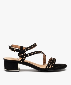 GEMO Sandales femme à talon et fines brides en suédine unie noir standard
