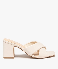 GEMO Mules femme unies à talon carré et brides rembourrées beige standard