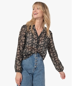 GEMO Blouse femme transparente à motifs cachemire Imprimé
