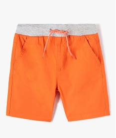 GEMO Bermuda garçon en toile avec taille élastiquée en bord-côte Orange