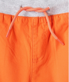 bermuda garcon en toile avec taille elastiquee en bord-cote orangeG177701_2