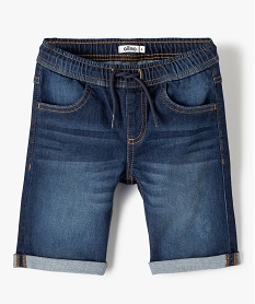 GEMO Bermuda garçon en jean extensible avec revers cousus Gris