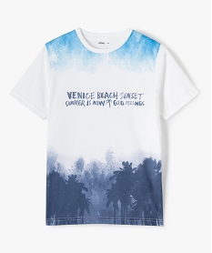 GEMO Tee-shirt garçon à manches courtes imprimé Californie Blanc
