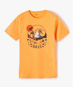 GEMO Tee-shirt garçon à manches courtes imprimé look surf vintage orange standard