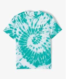 GEMO Tee-shirt garçon à manches courtes tie-and-dye motif concert Bleu
