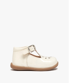 GEMO Babies premiers pas bébé fille en cuir uni et vernis blanc vif