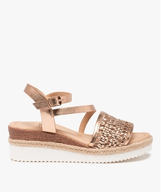 GEMO Sandales femme compensées à large bride tressée dore