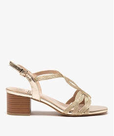 GEMO Sandales femme à talon et brides métallisées en cordelette dore