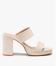 GEMO Mules femme à talon vernies à semelle plateforme beige standard