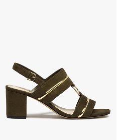 GEMO Sandales femme à talon dessus suédé avec détails métallisés vert standard