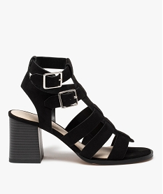 GEMO Sandales femme à talon et tige montante style spartiates noir standard