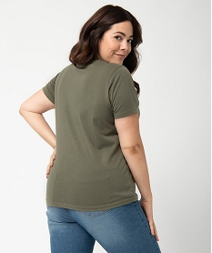 tee-shirt femme grande taille a col v et manches courtes vert t-shirts en cotonG183101_3