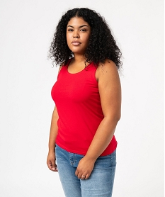 debardeur femme grande taille uni en coton extensible rougeG183201_1