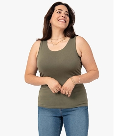 GEMO Débardeur femme grande taille uni en coton extensible Vert