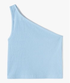 GEMO Débardeur fille asymétrique en maille côtelée Bleu