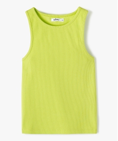 GEMO Débardeur fille ado côtelé en coton stretch jaune standard