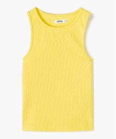 GEMO Débardeur fille ado côtelé en coton stretch jaune vif
