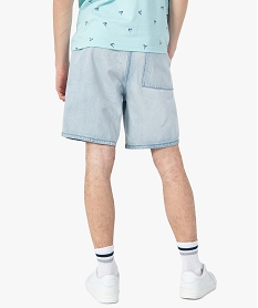 bermuda homme en jean avec ceinture elastiquee bleu shorts en jeanG192101_3