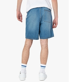 bermuda homme en jean avec ceinture elastiquee gris shorts en jeanG192201_3